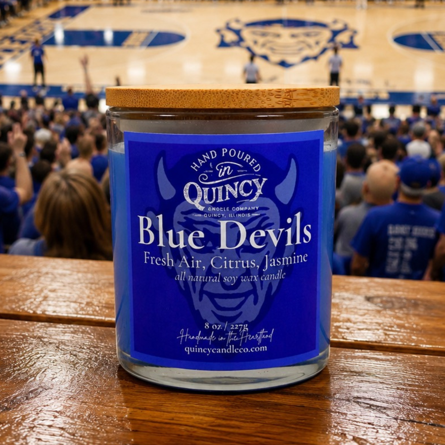 QHS Blue Devils Candle | Hand Poured Candle by Quincy Candle Co.