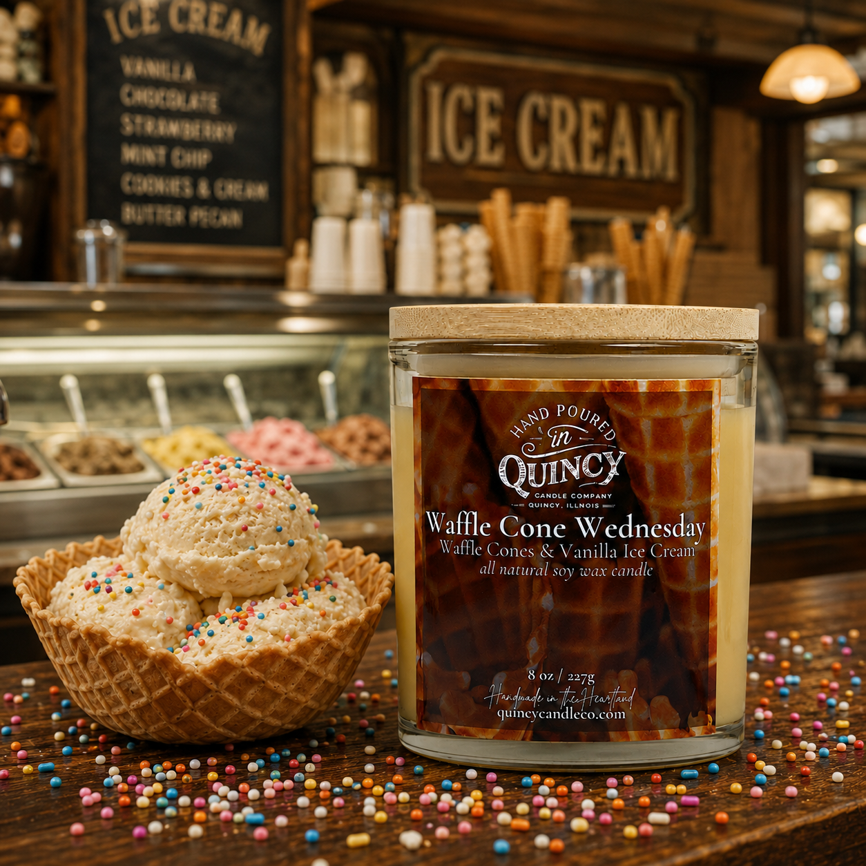 Waffle Cone Wednesday | Hand Poured Candle by Quincy Candle Co.