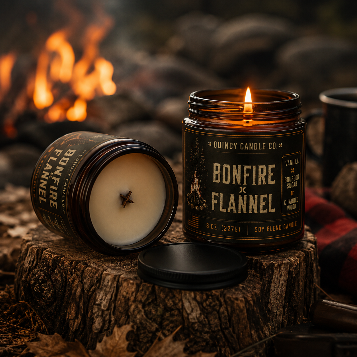 Bonfire & Flannel Candle by Quincy Candle Co.