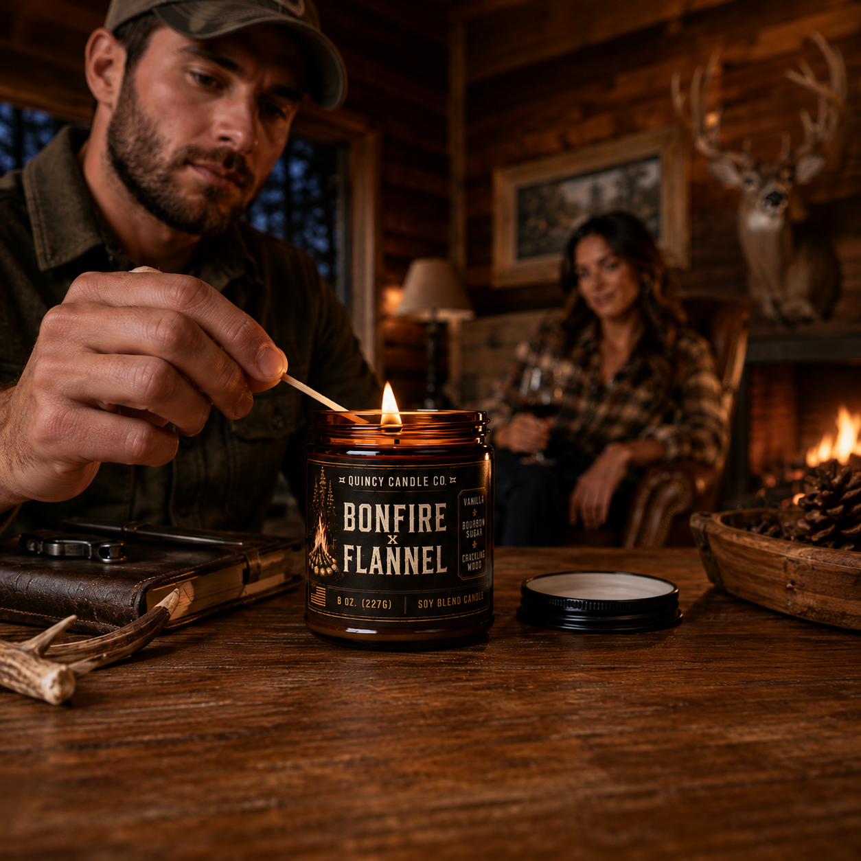 Bonfire & Flannel Candle by Quincy Candle Co.